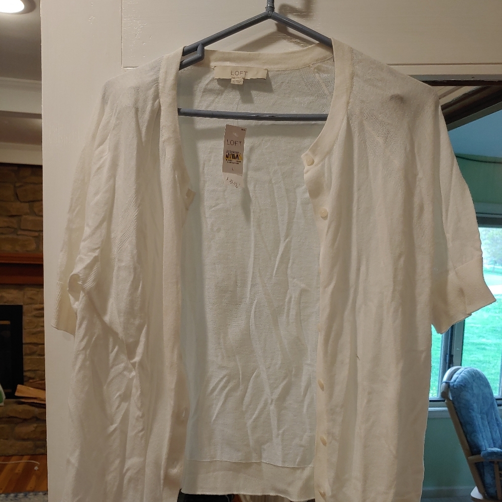 Anne Taylor short sleeved thin cotton cardigan size large